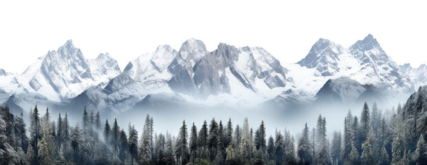 Picturesque landscape with majestic mountain peaks - obrazy, fototapety, plakaty