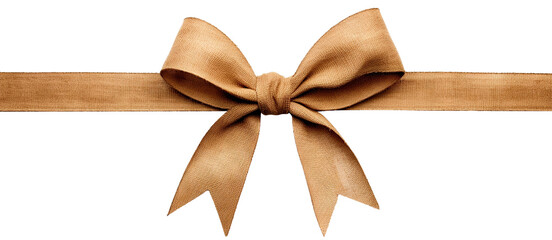 Stylish brown fabric bow, cut out - obrazy, fototapety, plakaty