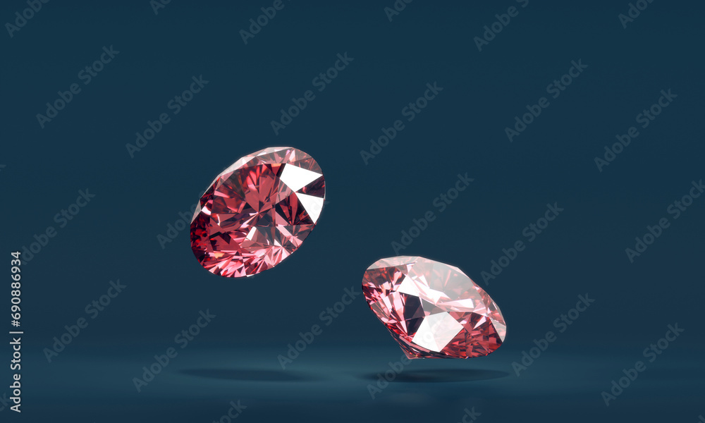 Poster ruby diamond placed on glossy background 3d rendering