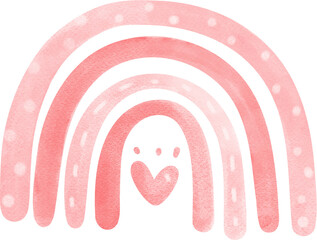 Cute Pink Rainbow Boho watercolor illustration © Natsicha