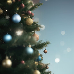 Obraz na płótnie Canvas Christmas tree with decorations close-up