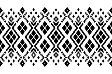 Nature vintages cross stitch traditional ethnic pattern paisley flower Ikat background abstract Aztec African Indonesian Indian seamless pattern for fabric print cloth dress carpet curtains and sarong