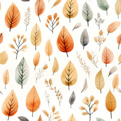 Obraz premium leaves nature pattern seamless background autumn illustration plant design fall decorative seasonal wall