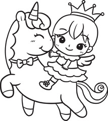 Cartoon horse unicorn princess Doodles kawaii anime coloring pages cute drawing characters chibi manga © Bikibaam75