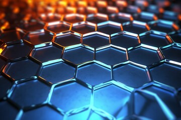 Obraz premium Graphene Hexagonal Atomic Connection Science Technology, Generative AI 