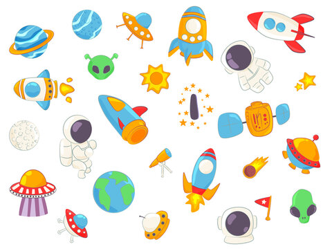 set of icons space objects