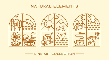 natural element line art design collection