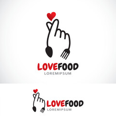 Obraz premium love food logo design template