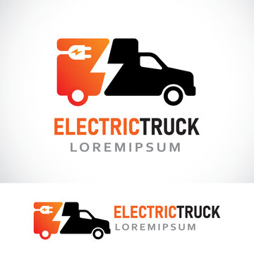 electric truck logo design template
