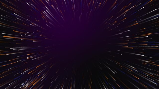 Background with colored moving particles, particle portal