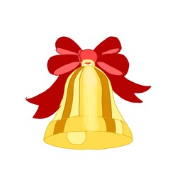 christmas bells with red ribbon