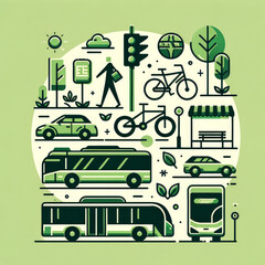 Green Travel: Eco-Friendly Transportation Illustration