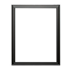 Black metal frame photo with empty blank canvas. PNG cut out Isolated on transparent background