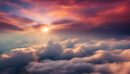 Obraz premium colorful sky with sun in clouds of altitude