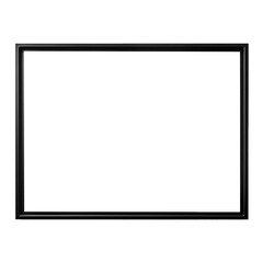 Black metal frame photo with empty blank canvas. PNG cut out Isolated on transparent background