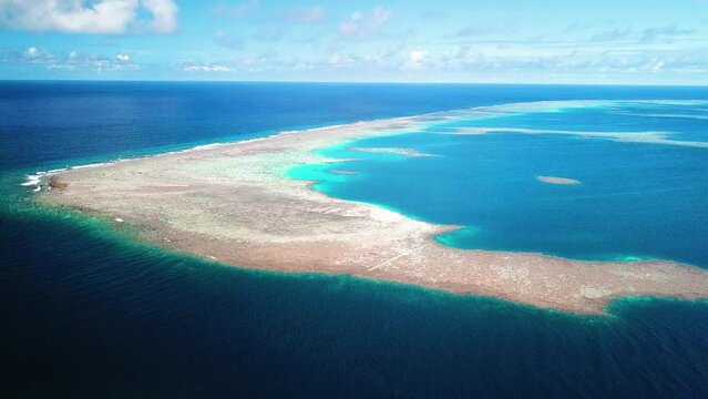 Scenic Aerial Drone Video of the Outer Reef Atoll of Pohnpei, Micronesia