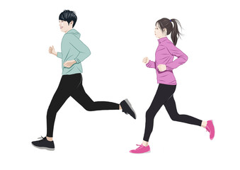 ランニング男女イラスト
