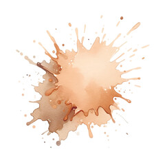 Brown and beige watercolor splash splatter stain brush stroke spray with wet effect on white background. Modern pastel color aquarelle spot. Trendy isolated design on white. Vector watercolor splash