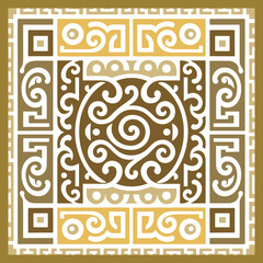 Chinese traditional beautiful seamless pattern with greek style square frame and ancient greece key meanders . Vector ornamental ethnic background. Isolated golden ornaments on white background