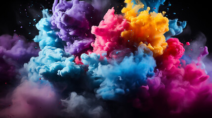 abstract paint smoke background explosion cloud splash colorful motion texture art design explode dye pi - obrazy, fototapety, plakaty