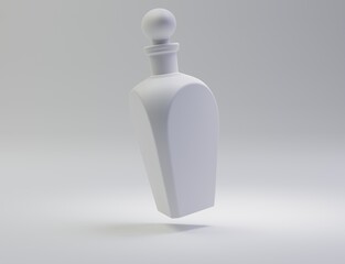 Creative minimal design idea. Concept of a White perfume bottle design mock-up design with a white background. 3d render, 3d illustration.