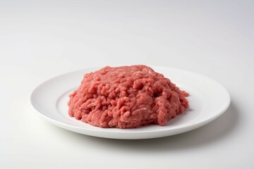 Raw minced meat pork at ceramic plate. Meal top fat cut dinner. Generate Ai