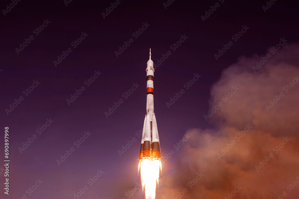 Wall mural rocket launch into space. elements of this image furnished by nasa