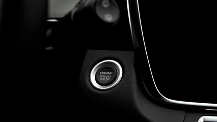 The start stop button in a modern car