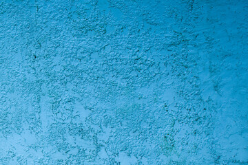 old ancient surface abstract watercolor blue teal background facade plastered wall with crack...