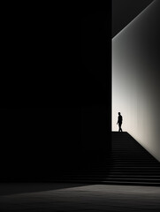 Black and white minimalist landscape illustration,created with Generative AI tecnology.