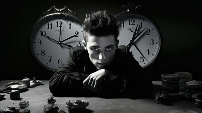 chronomentrophobia: a detailed, ultra-realistic depiction of the haunting fear of clocks, capturing the anxiety induced by the relentless passage of time - ai generated