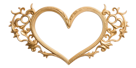 Elegant Different Golden Love Paper Frame On Transparent Background