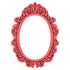 Vintage frame. Picture border. Various decorative isolated elements different forms in doodle style. Elegant retro frameworks. Modern oval mirror design. Art gallery objects. Vector illustration