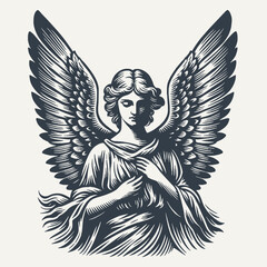 Angel. Vintage woodcut engraving style vector illustration.	
