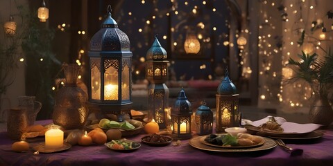 Fototapeta na wymiar festive Ramadan scene capturing the warmth and joy of the season