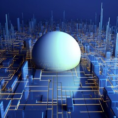 Tech futuristic geometric background. 3d illustration, 3d rendering, Generative AI 