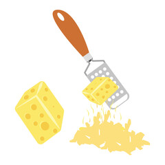 Grater with cheese over.  チーズを添えたおろし金。