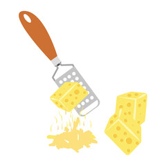 Grater with cheese over.  チーズを添えたおろし金。