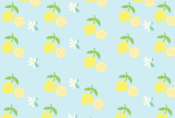 Lemon pattern flat color cartoon style.