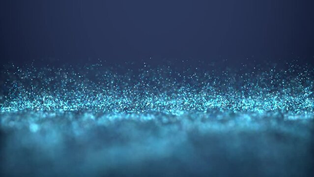 Abstract background animation of blue shinning particles gravitating upwards 