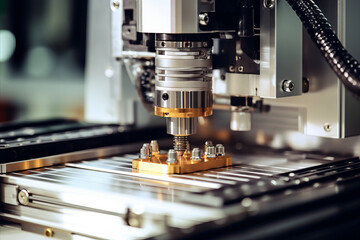 Close-up of a CNC metal laser cutting machine