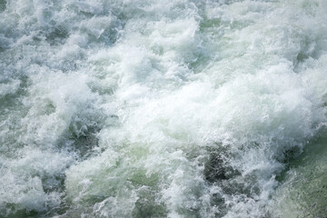 Severe water with turbulence flow and splashing due to heavy weather condition. Nature...