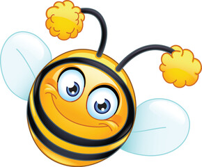 Happy cute bee emoji emoticon