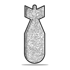 nuclear bomb vector engraving style hand drawn black and white icon