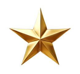 Obraz premium Golden 3D star with a realistic metallic texture on a white backdrop. Generative AI