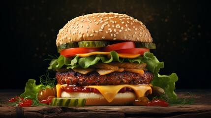 A mouthwatering burger assembled with fresh and flavorful ingredients