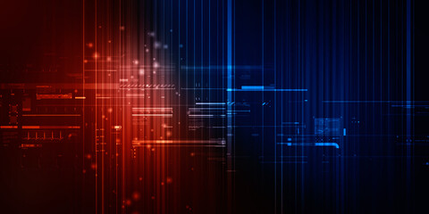 2d illustration Abstract futuristic electronic circuit technology background