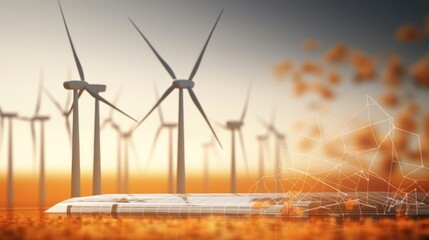 graphs Increase in electricity prices with wind turbines blurred background 