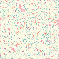 Seamless pattern with watercolor drops in Easter soft pastels colors with yellow, pink, purple, green and orange palette