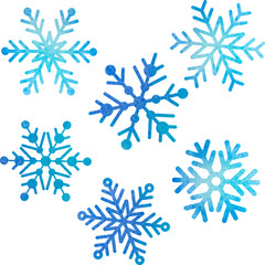 Fototapeta premium set of watercolor snowflakes vector illustration for decoration invitation greeting birthday party celebration wedding card poster banner textiles wallpaper background